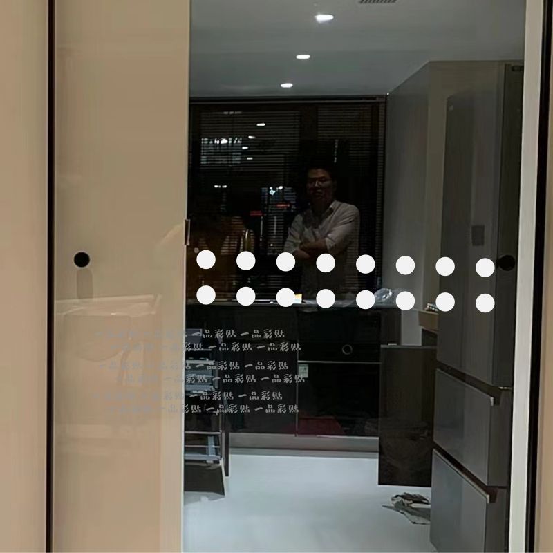 Simple Dot Glass รอบเอว Anti-collision สติกเกอร์ห้องน้ําห้องครัวระเบียงคู่ประตูบานเลื่อนตกแต่ง Line สติกเกอร์