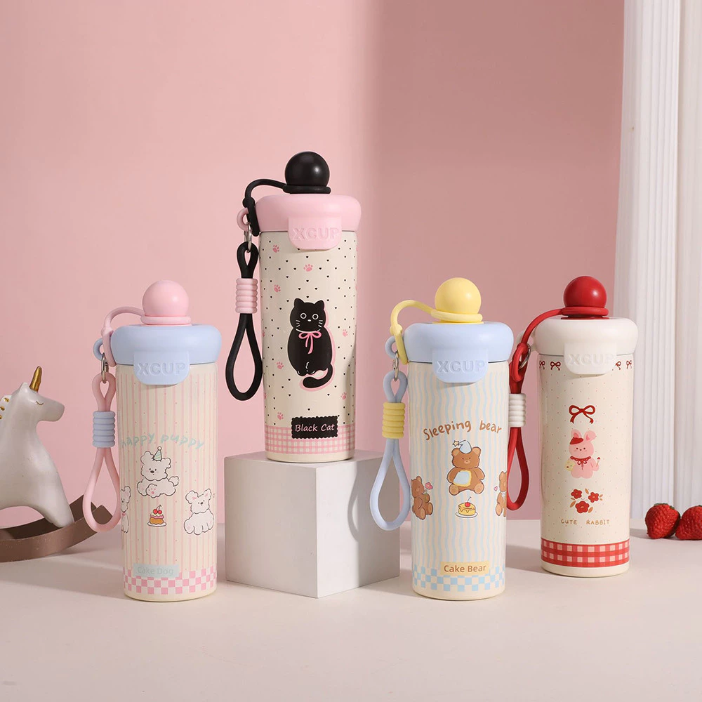 แก้วสแตนเลส 316 เก็บความเย็น 650ml ลายการ์ตูน กันรั่ว พร้อมหลอดดูดและสายคล้อง แปรงล้างแก้ว ของขวัญเด็กผู้หญิง thumbnail 8
