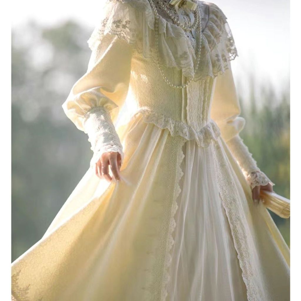 Cod ฝรั่งเศสยาวหญิงฤดูใบไม้ผลิชุดเด็กแฟชั่นสไตล์ใหม่ชุดกระโปรงผู้หญิง Hefeng 2024 ชุดสไตล์หนังสือวัน