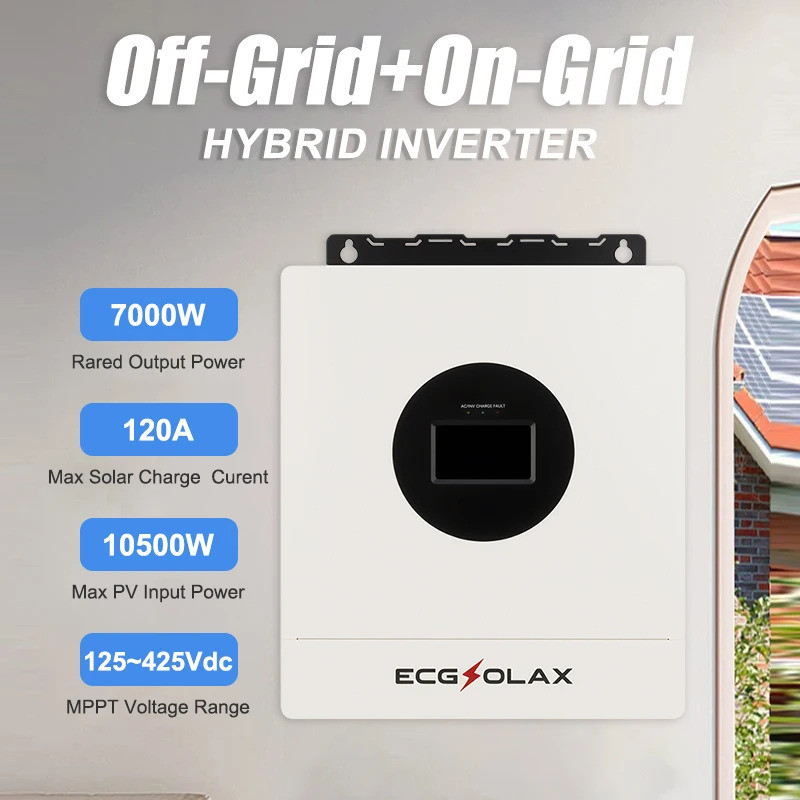 ECGSOLAX 7KW Hybrid Solar Inverter 48V 120V Single-Phase Pure Sine Wave อินเวอร์เตอร์พร้อม MPPT 120A