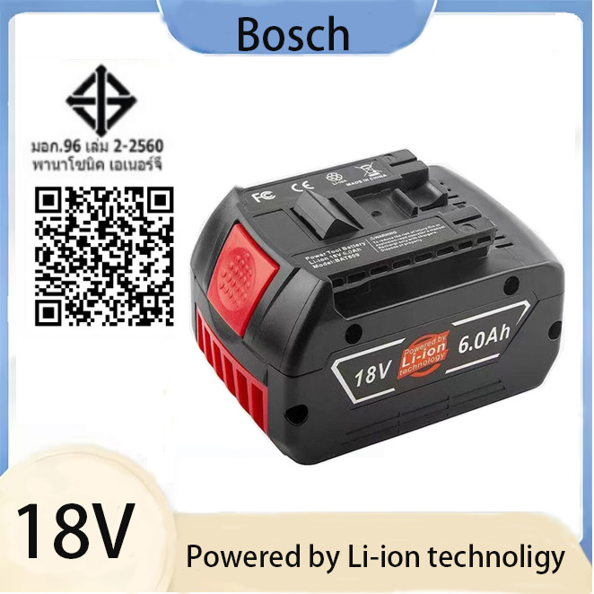 สําหรับแบตเตอรี่ Bosch 18V 6000mAh แบตสํารองพกพา 18V 6A สําหรับ Bosch BAT609 มีไฟแสดงสถานะ