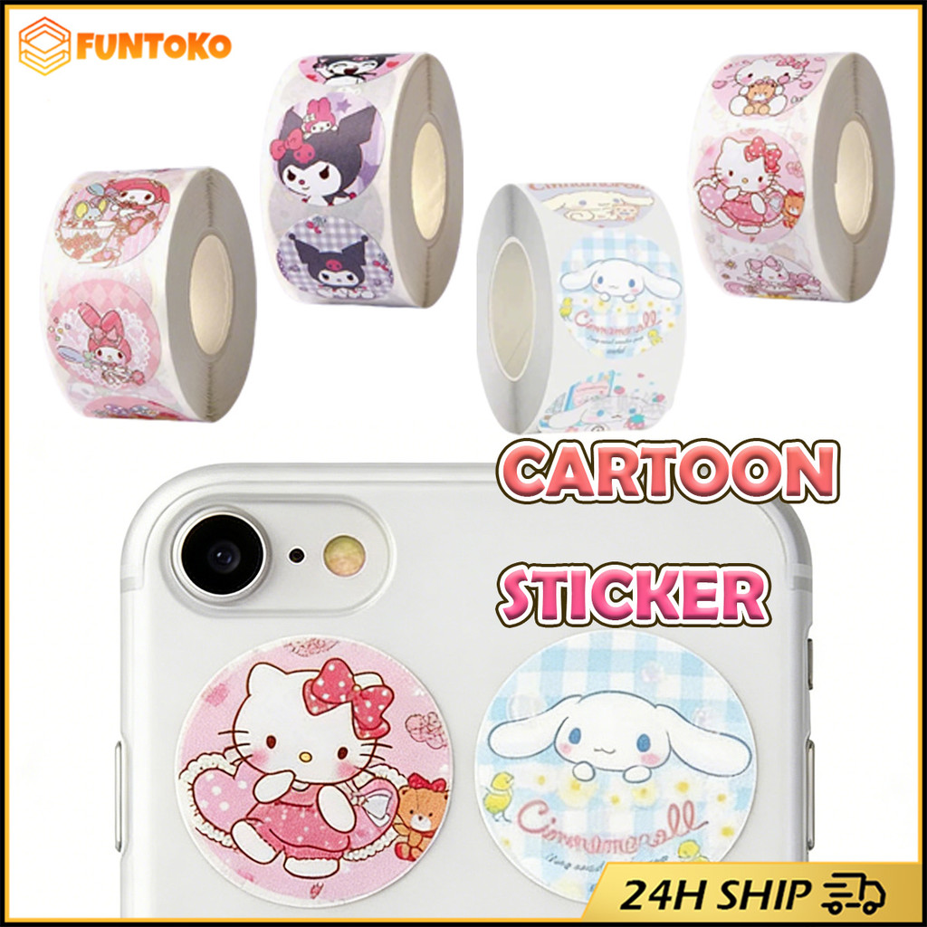 สินค้ามีคุณภาพ 500ดวง สติ๊กเกอร์ม้วน สติ๊กเกอร์การ์ตูน กันน้ำได้ ไม่ซีดจาง วัสดุPVC ของขวัญตกแต่ง สำหรับเด็ก โรงเรียน