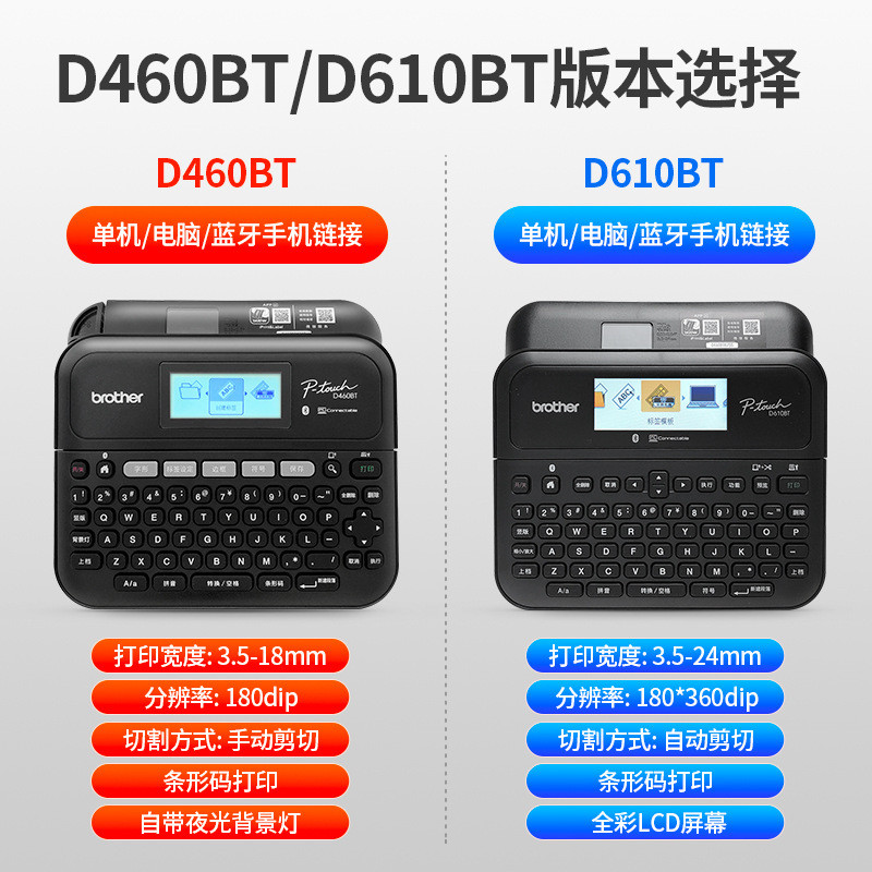2026 Series Brother Label Machine PT-D610BT/PT-D460BT แบบพกพาคงที่ Asset Work ยี่ห้อบลูทูธเครื่องพิม