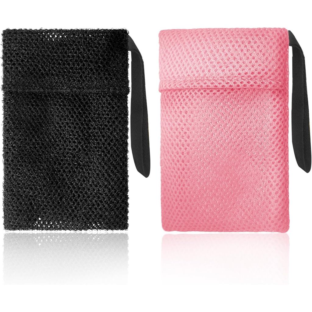 Bar Soap Bags Savers, Exfoliating Foaming African Net Sponge & Japanese Washcloth Pouch, Body Scrubb