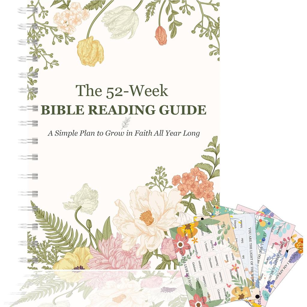 พระคัมภีร์ในปี 52-Week Bible Study Journal Planner สําหรับผู้หญิงและผู้ชาย, Guided Christian Devotio