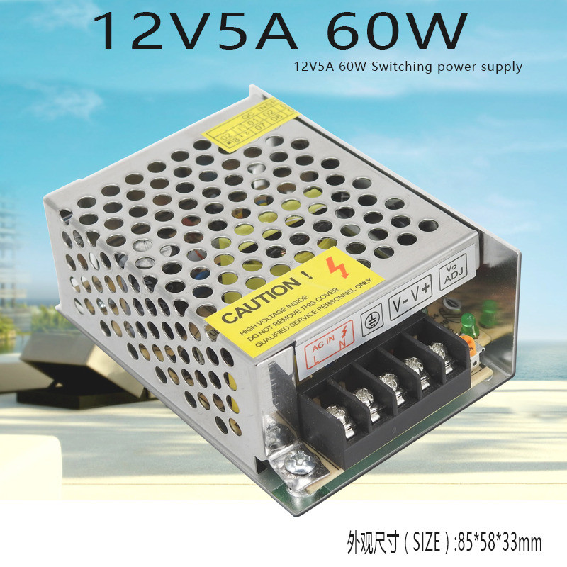 220v ถึง 12v5a Switching Power Supply 12v60w DC Switching Power Supply ขนาดเล็กโรงงานขายตรง
