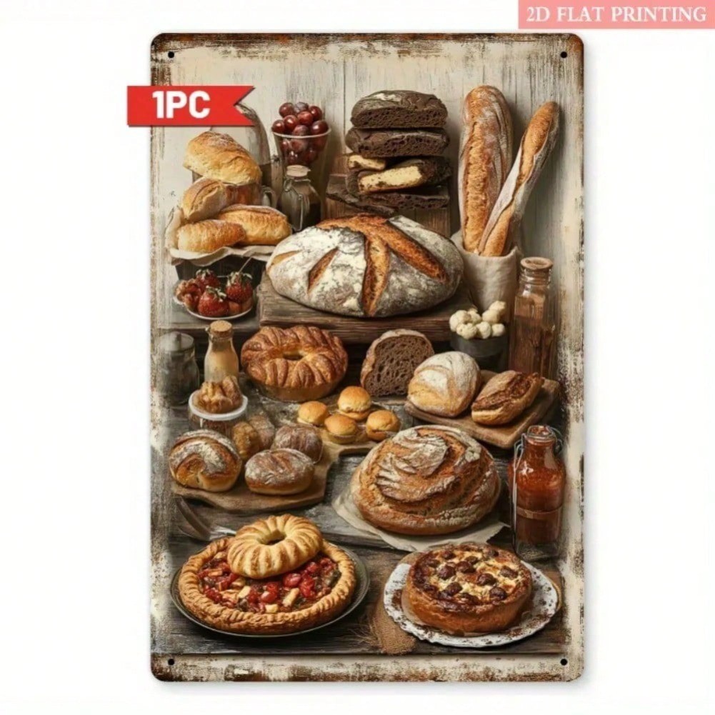 HELLOYOUNG Vintage Bakery Metal Wall Art Farmhouse Kitchen Decor Rustic 2D ป้ายเหล็กสําหรับแขวนบ้าน