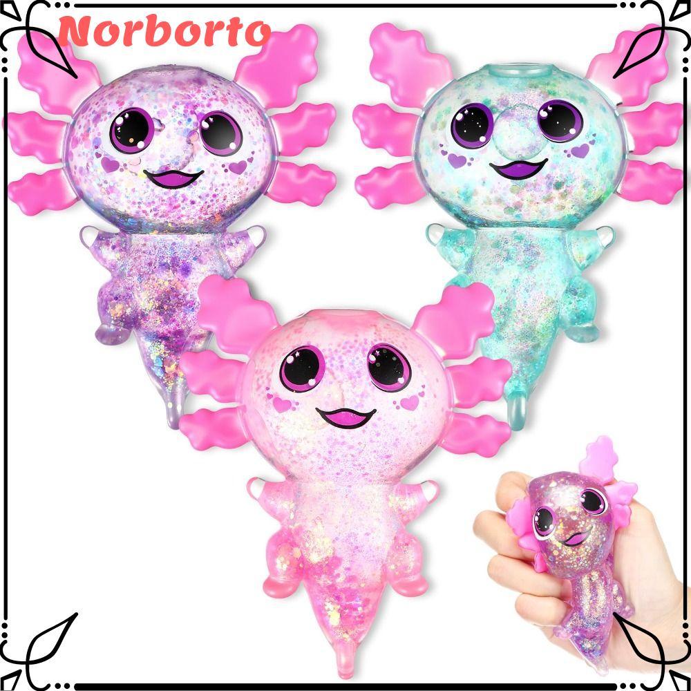 NORBORTO Squishy Stress Glitter, Glitter Sugar Filled Axolotl Squishy ของเล่น, Soothing Texture รูปร