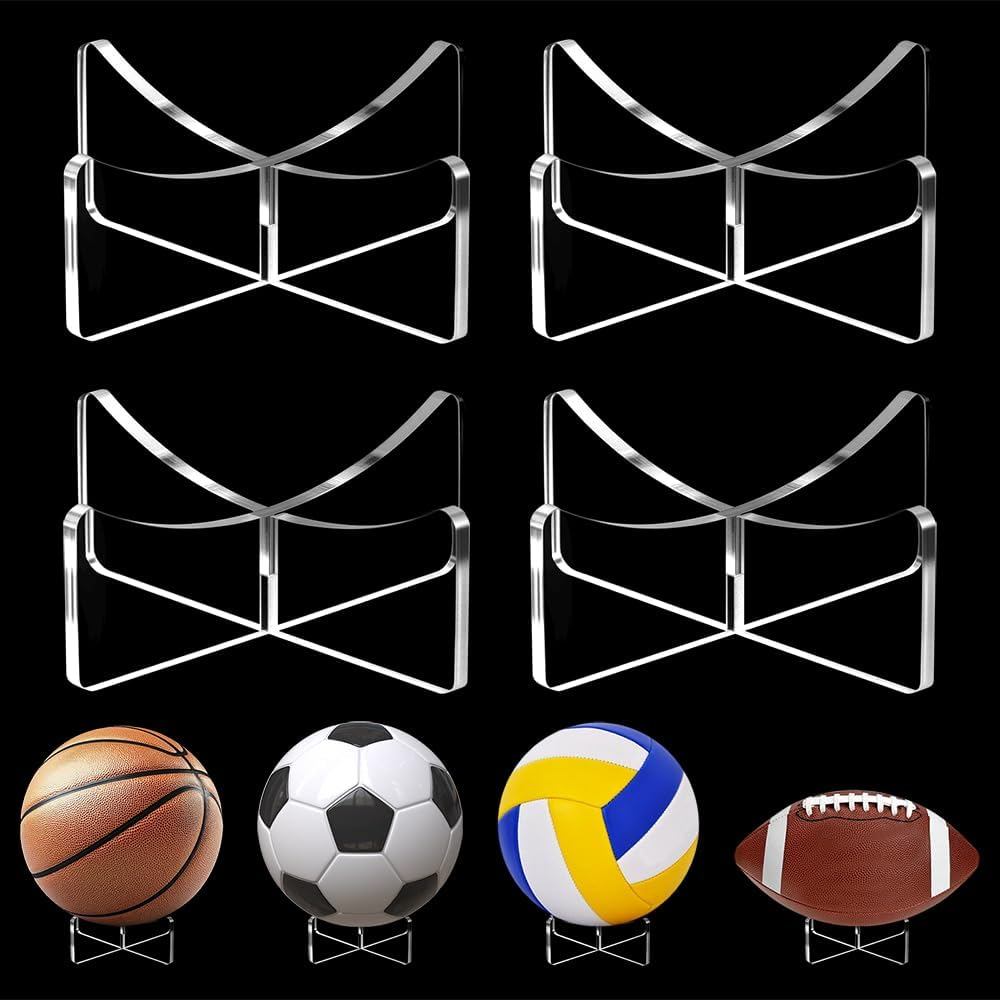 [4 แพ็ค] ขาตั้งบาสเก็ตบอล 3.54x1.3 นิ้ว, ขาตั้งลูกบอลอะคริลิคใสสําหรับแสดง, ที่วางเก็บของสําหรับวอลเ