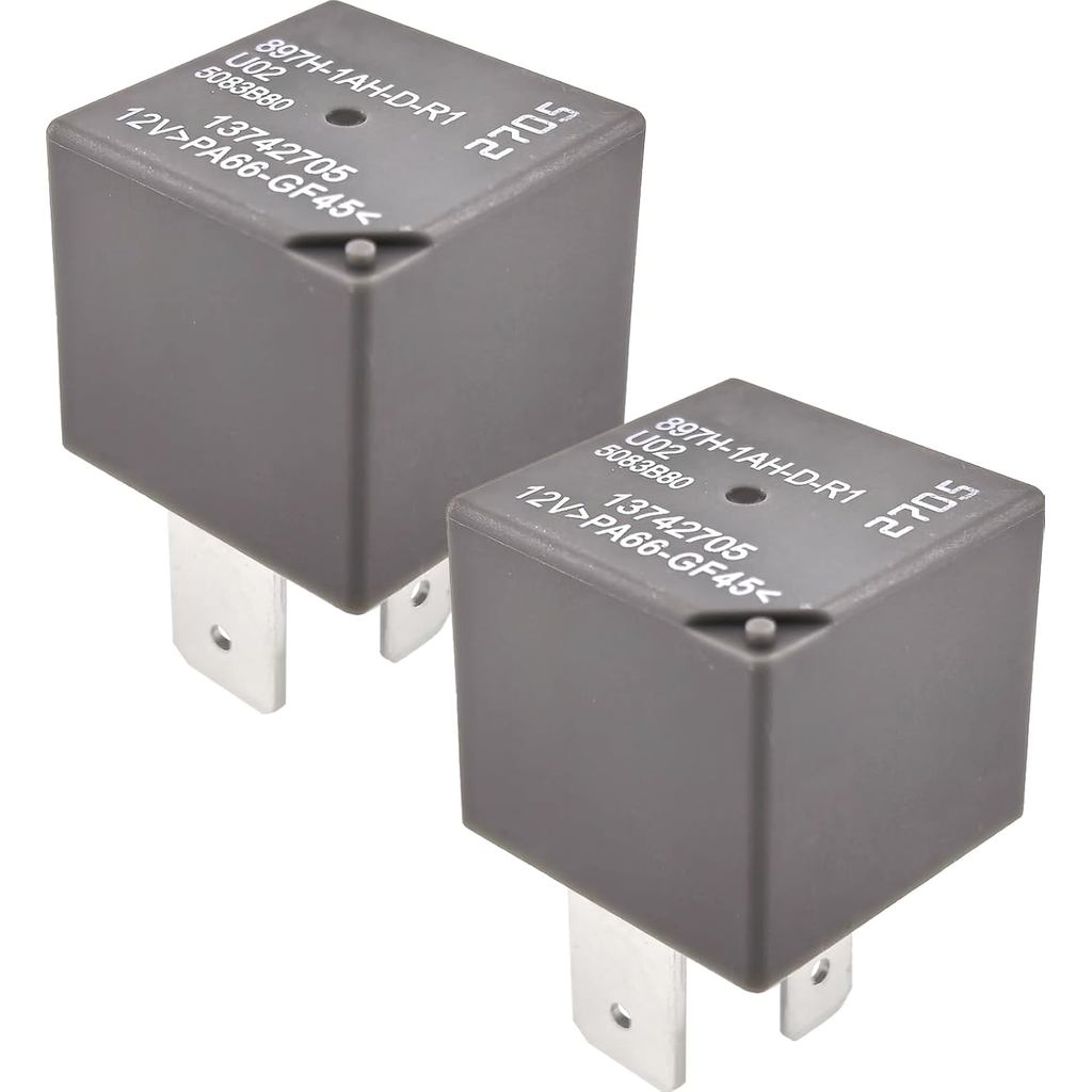 2 แพ็ค 897H-1AH-DR1 U02 13742705 SPST รีเลย์ 70A 12VDC 4-Pin - เข้ากันได้กับรหัส Ford F-150, RAM 150