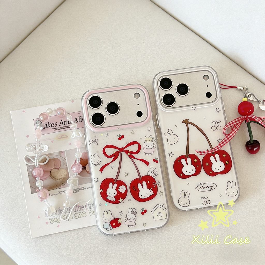 เคสไอโฟน17เคสIMD miffy เชอร์รี สีชมพู พร้อมสร้อยป้องกัน สำหรับ IPhone 11 17 13 Air 16 12 15 14 Pro Max 15 14 16 Plus