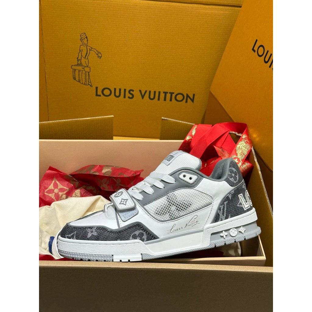 Velcro Top Full Set Denim Low Box Shoes Men Donkey Shoes trainer Board Airplane Grey Shoes trainr Sp