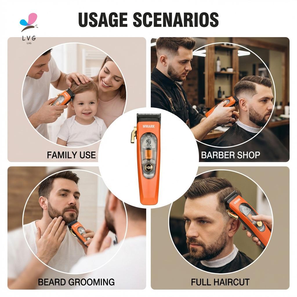 WMARK NG-9004B ปัตตาเลี่ยนผมพร้อมใบมีด DLC มอเตอร์ช่วงล่างแม่เหล็กจอแสดงผล LCD เครื่องมือตัดผมมืออาช