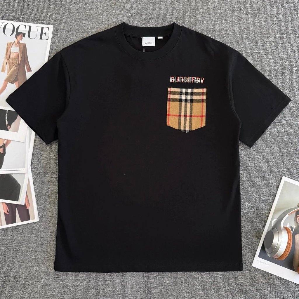 แขนสั้นหลวมกระเป๋า bbr เสื้อสินค้าใหม่ตาราง Baibao เย็บปักถักร้อยสีดํา sst สไตล์ Casual Breathable o