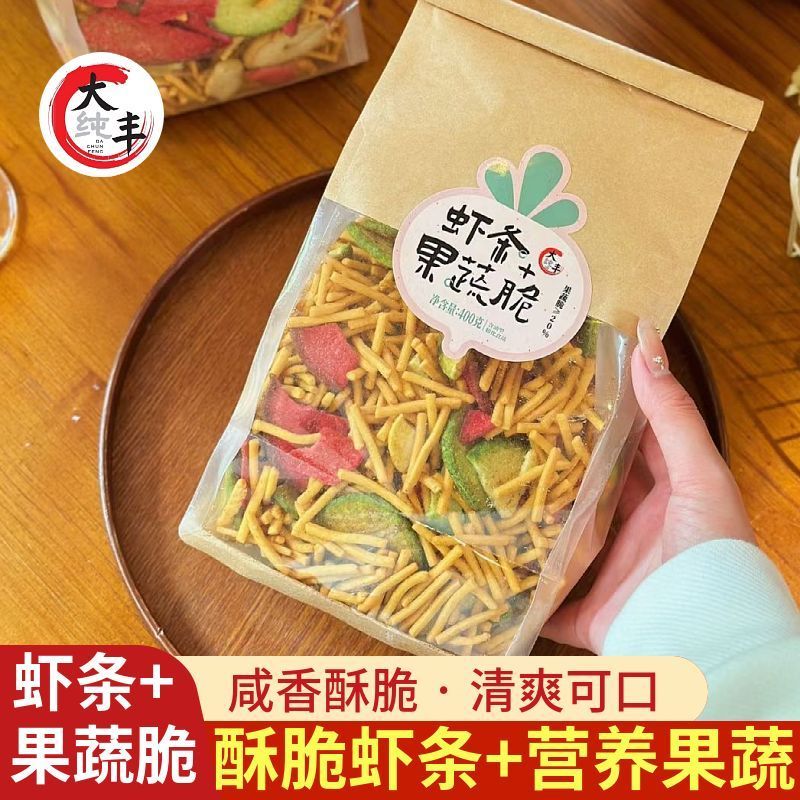 大纯丰虾条果蔬脆400g蔬菜干休闲解馋怀旧童年零食小吃办公室20260324Dachunfeng Shrimp Crackers and Fruit & Vegetable Chips 400g - 