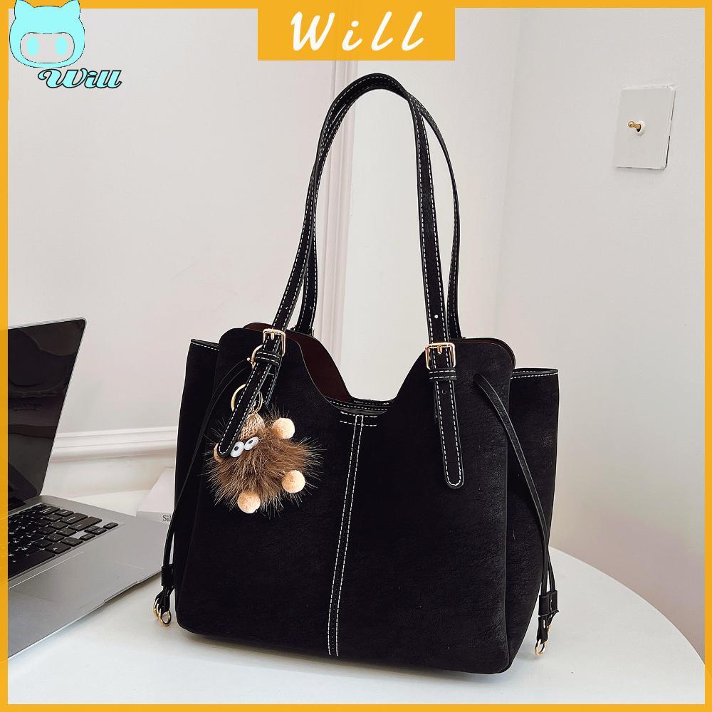 Purse สีดำ หนังเทียม พกพาสะดวกสำหรับการเดินทางและการทำงานในออฟฟิศ