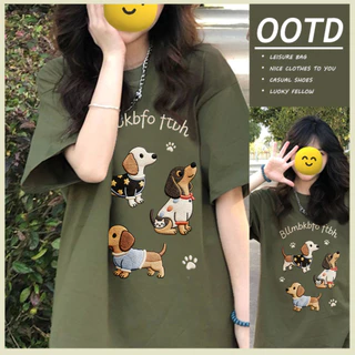 🐕Su.Tee🐕เสื้อน่ารัก เสื้อยืด oversize เกาหลี โคตรนุ่ม เนื้อผ้าฝ้ายผสมโพลีเอสเตอร์ ลาย "Bllmbkbfo ftbh" สินค้าใหม่ 2026