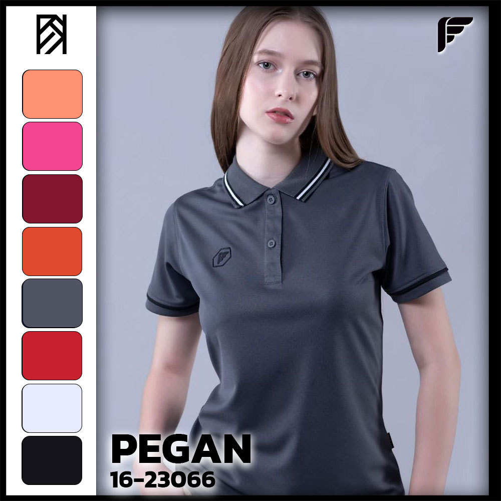 ถูกชัวร์ไม่มั่วนิ่ม PEGAN เสื้อโปโลพิมพ์ลาย หญิง เฉดสีใหม่ รหัส 16-23066 แท้100%