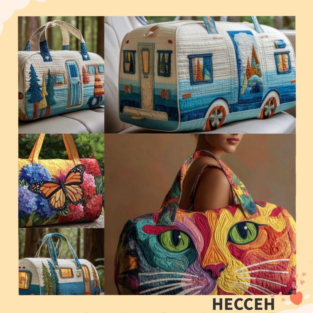 HECCEH Quilted Duffle Bag,กระเป๋าDuffelกระเป๋าเดินทาง,Bohoสไตล์ Quilting Craftความจุขนาดใหญ่กระเป๋าถือระยะทางสั้นกลางแจ้งCamping
