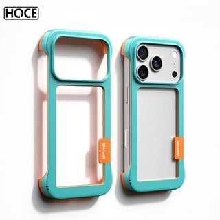 HOCE เคสโทรศัพท์กรอบไร้ขอบสําหรับ IPhone 17 16 15 14 13 12 11 Pro Max สีตัดกันฝาครอบกันชนไร้กรอบแบบนุ่ม