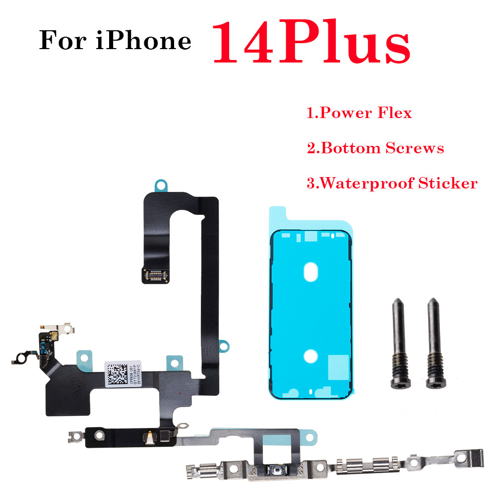 1 ชุด Power Flex พร้อมที่วางโลหะสําหรับ iPhone 14 15 Por Max Mute Switch ปุ่มปรับระดับเสียงไฟ Flex อะไหล่ซ่อม