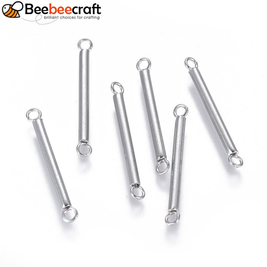 10 ชิ้น Non-Tarnish 304 สแตนเลสสตีล Links Bar Links คอลัมน์สแตนเลสสี 25.5x2 มม.: 1.6 มม.