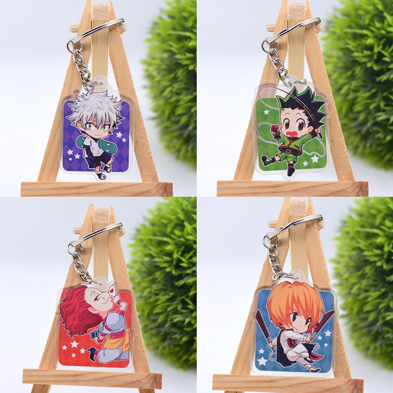 พวงกุญแจ Hunter Hunter Gon Freecss อุปกรณ์ต่อพ่วงอะนิเมะจี้น่ารัก Killua Zoldyck พวงกุญแจการ์ตูนอะคร