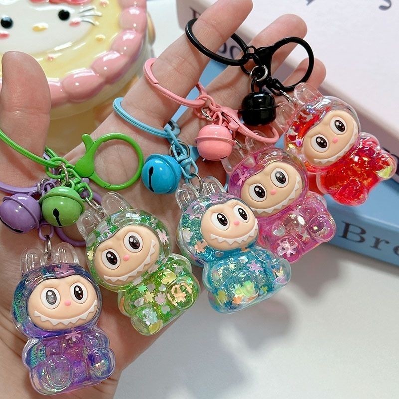 卡通拉布布布流沙钥匙扣lafufu挂件亚克力入油公仔挂 o3TRSTieaQ0328