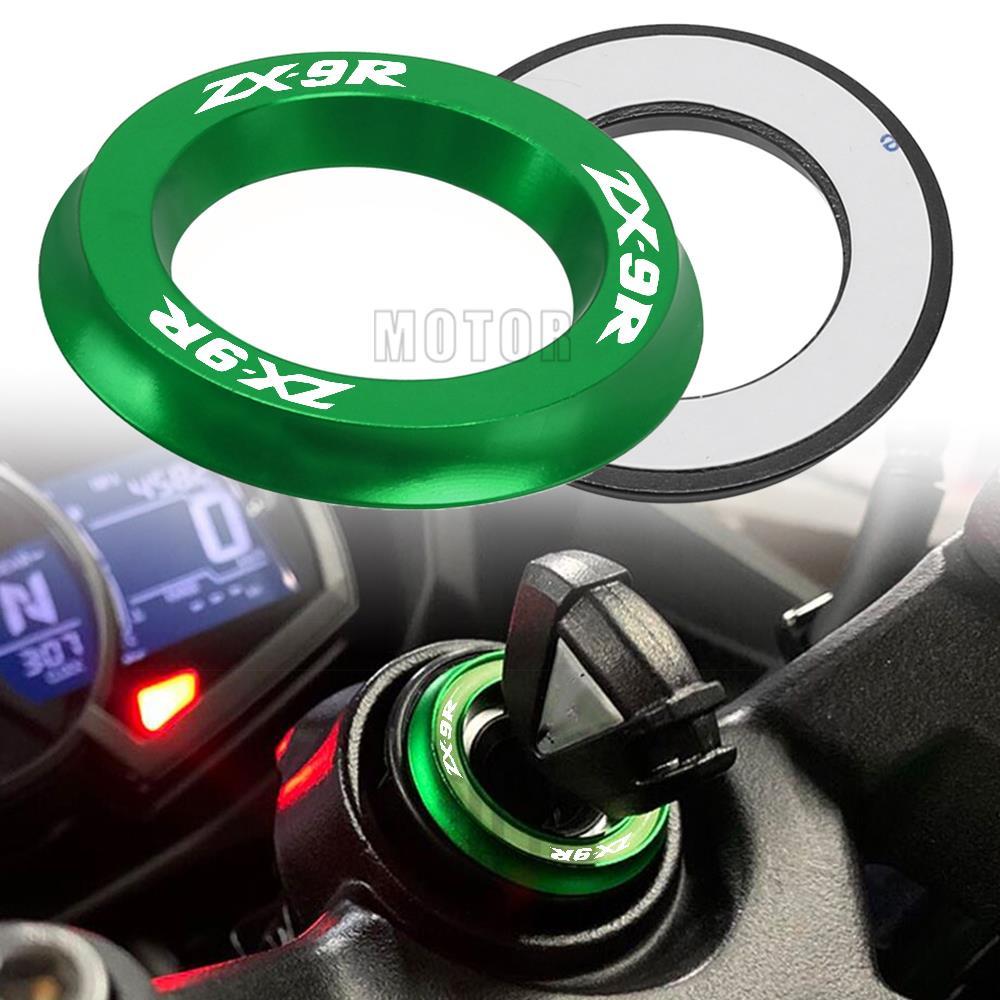 Eสวิทช์จุดระเบิดรถจักรยานยนต์ฝาครอบ CNC Key อุปกรณ์เสริมสำหรับ KAWASAKI ZX9R 2000 2001 2002 2003 ZX 