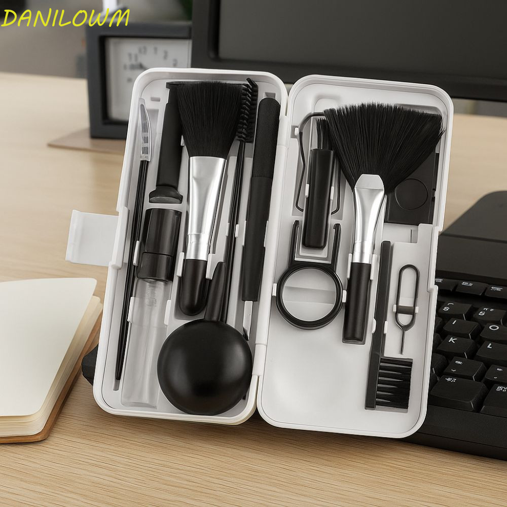 DANILOWM เครื่องมือทําความสะอาดคอมพิวเตอร์, Professional Soft Brush คีย์บอร์ดทําความสะอาดชุด,แบบพกพา 19-in-1 พร้อมกล่องเก็บหูฟังแปรงทําความสะอาดแปรงกล้องวิดีโอ