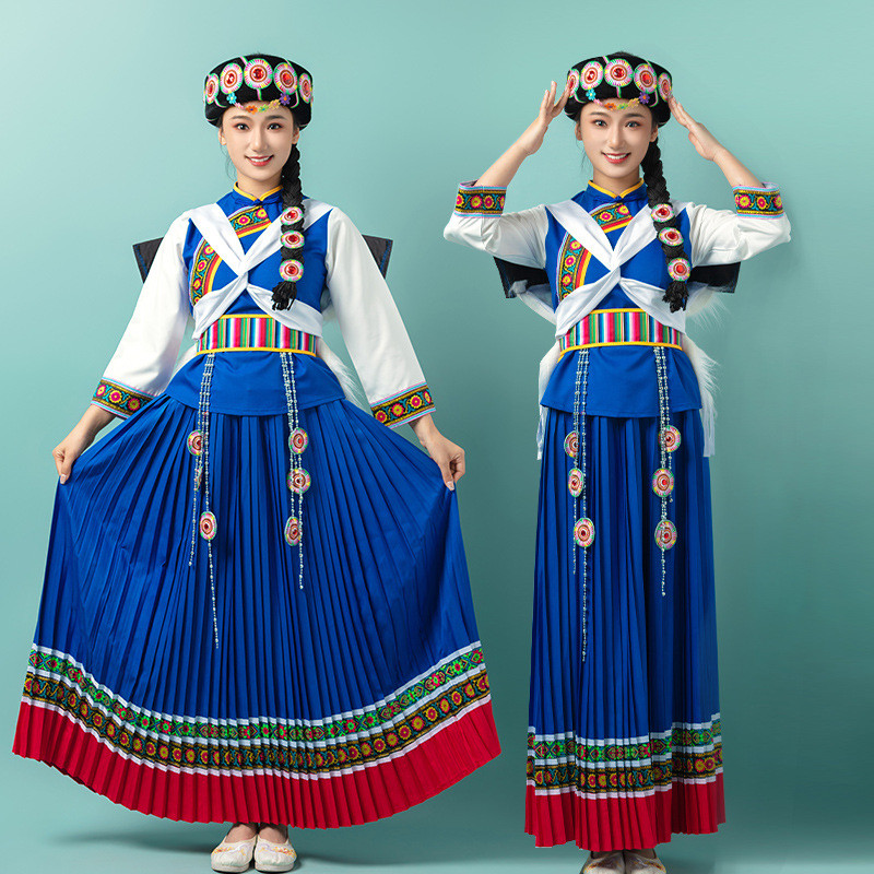 เครื่องแต่งกายหญิงยูนนาน Lijiang Minority จาก Mosso และ Beat Star Dai Yue แบบดั้งเดิม