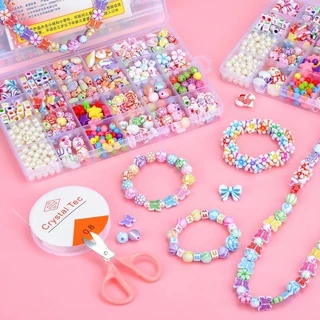 ชุดลูกปัด DIY สำหรับเด็กผู้หญิง สร้อยคอ-สร้อยข้อมือแฮนด์เมด + ลูกปัดเรืองแสง 450 ชิ้น ชุดคราฟท์เสริมทักษะแบบโบฮ
