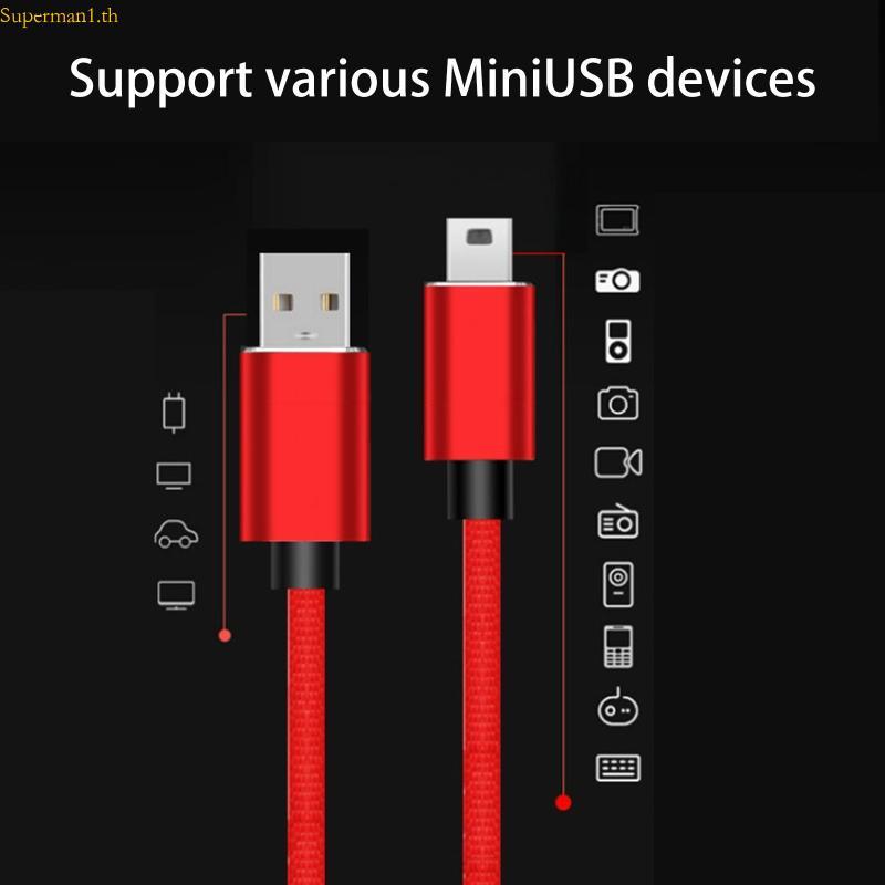 USB 2.0 Type A to Mini B สายถักชาร์จเร็ว 1M/39นิ้ว สําหรับ MP3/MP4 กล้อง GPS ฮาร์ดไดรฟ์