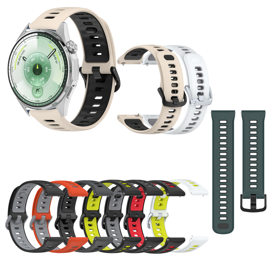 22MM กีฬาสายนาฬิกาซิลิโคนเปลี่ยนสาย Breathable สําหรับ Huawei นาฬิกา GT6 6 pro GT 2 3 4 5 6 GT2e GT3