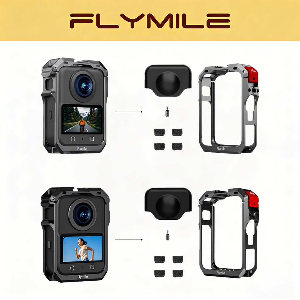กรงกล้อง Flymile สําหรับ DJI Osmo 360,กรอบโลหะ,ตัวป้องกันการตกกระแทก,สําหรับอุปกรณ์เสริม DJI Osmo 360