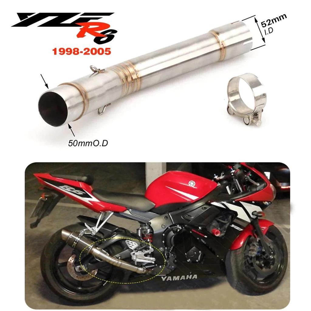 รถจักรยานยนต์ลิงค์ท่อกลางเต็มระบบสำหรับYAMAHA YZF-R6 R6 1998-2005รถจักรยานยนต์ท่อไอเสียด้านหน้าหัวท่