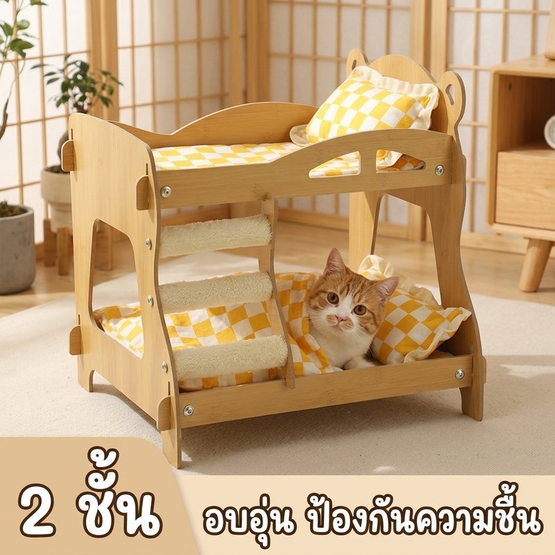เตียงแมว 2ชั้น ที่นอนแมว ถอดซักได้ ระบายอากาศดี เคลื่อนย้ายสะดวก ประกอบง่าย นอนสบาย ติดตั้งงาม