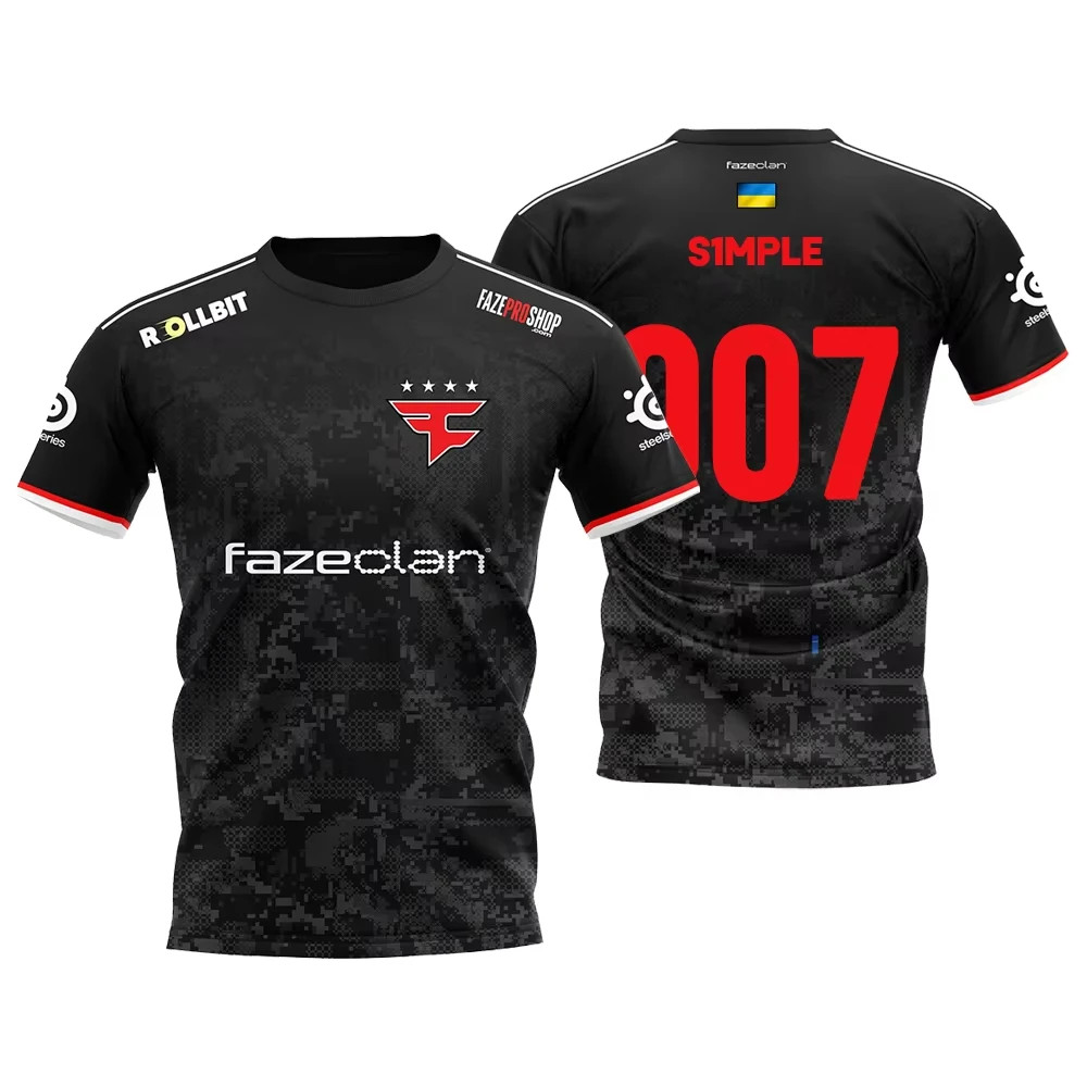 Faze Esports Club Uniform CSGO Pro League Training Jersey S1mple ผู้ชาย Breathable กีฬาแขนสั้น O คอแ