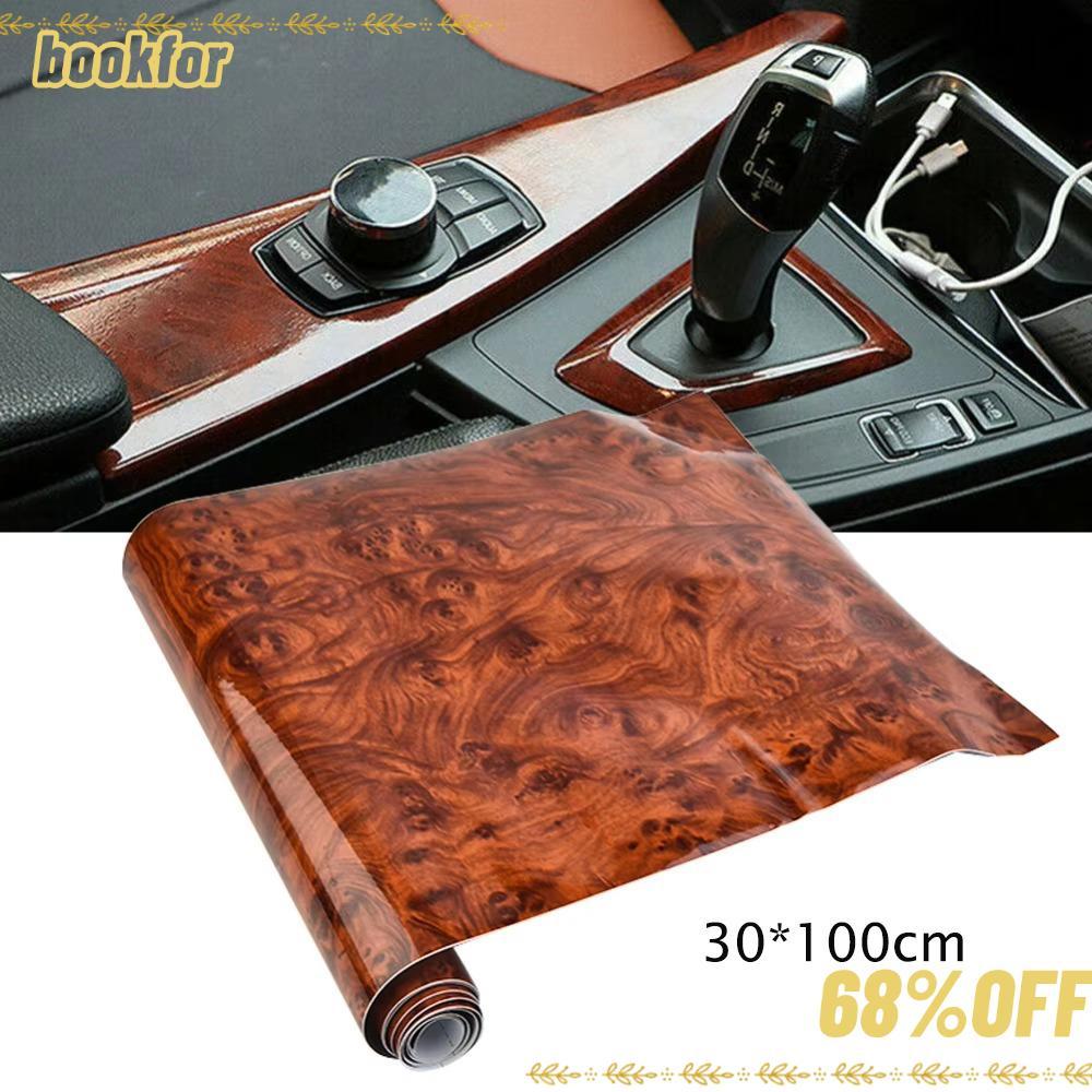 BOOKFOR ไม้ Grain สติกเกอร์รถ, Wrap Self-กาวสติกเกอร์รถ, DIY เฟอร์นิเจอร์ตกแต่งตาราง 30x100 ซม.สติกเกอร์ป้องกันรถ Universal Auto อุปกรณ์ตกแต่งภายใน