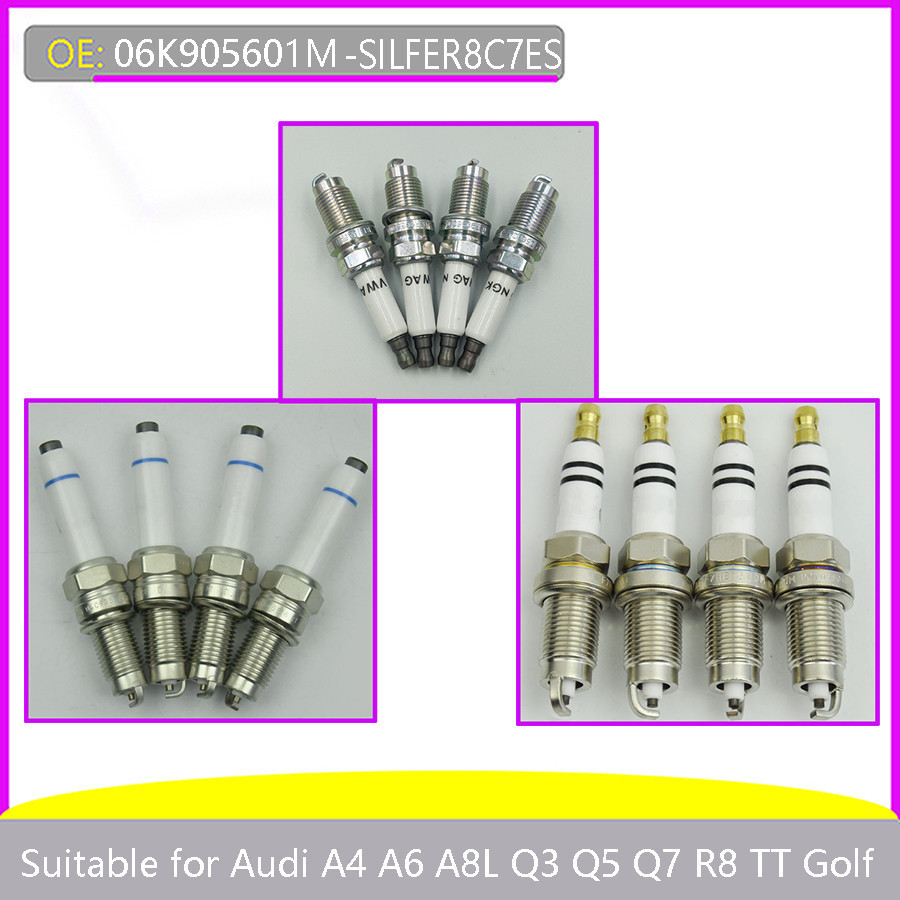 เหมาะสําหรับ Audi A4 A6 A8L Q3 Q5 Q7 Golf 06K905601M Magotan SILFER8C7ES Iridium Gold หัวเทียน 2006 