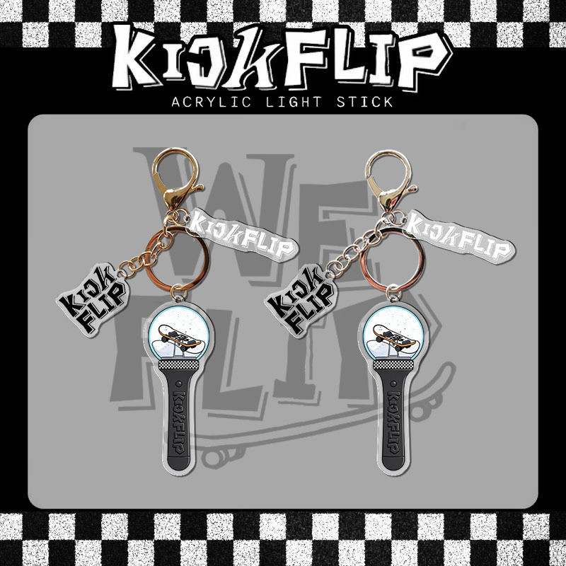 Kpop Idol KickFlip อะคริลิคสนับสนุน Light Stick กระเป๋าพวงกุญแจ 3 ชิ้นจี้คอนเสิร์ตชุด