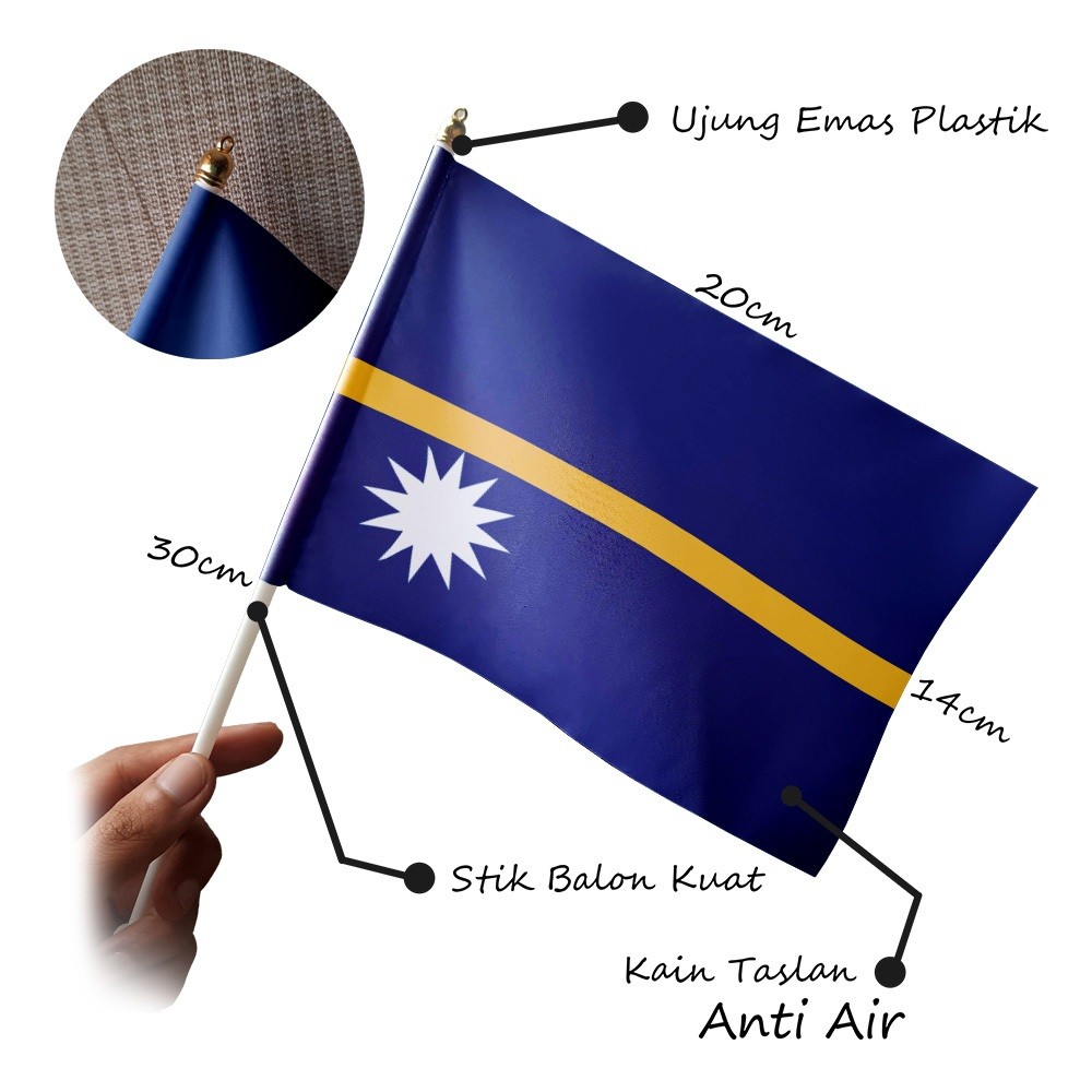 Nauru Country Mini Hand Flag Small 14x20 cm - Parade & Festival Accessories - Evoke Apparel