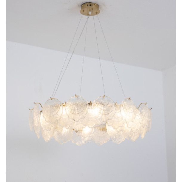 French Light Luxury Cream Style Pearl Shell Living Room Chandelier Warm Romantic Creative Glass Desi