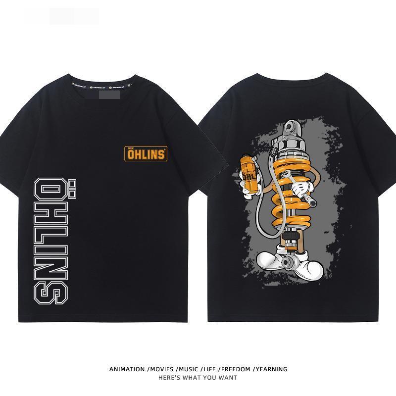 [HOT]COD เสื้อยืดผู้ชายเท่ๆ เป็นที่นิยมมาก  ดัดแปลงรถจักรยานยนต์ เสื้อผ้า ลำลอง สำหรับผู้ชายและผู้หญิง สไตล์คลับแข่ง แขน