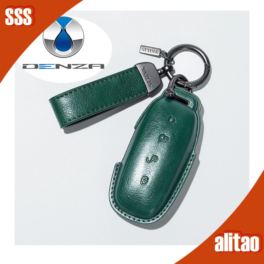 [READY]DENZA D9 Pure Leather Key cover BYD DENZA EV Card Protective Case Metal keychains M90B