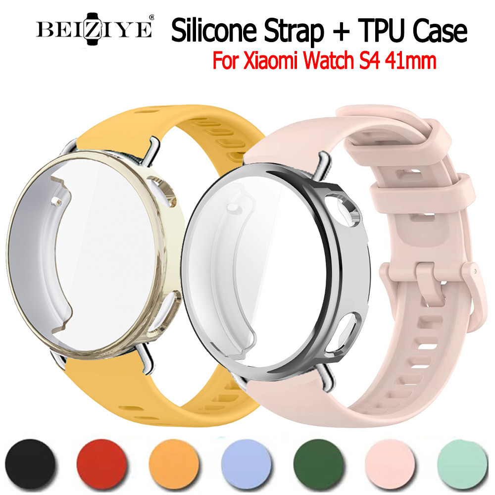 สายซิลิโคน + เคส TPU สําหรับ Xiaomi Watch S4 41mm สมาร์ทวอทช์ปล่อยสายกีฬานุ่มสร้อยข้อมือสายนาฬิกา