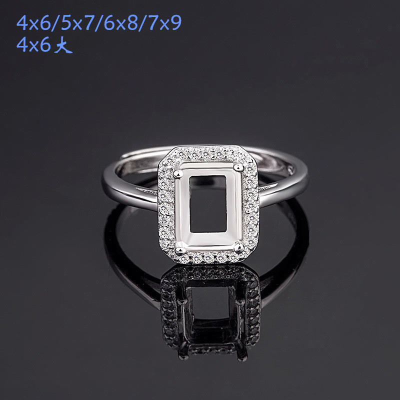 แหวนสี่เหลี่ยม Chamfered Faceted กะทัดรัด พร้อมอัญมณี Inlay และที่ว่างเปล่า