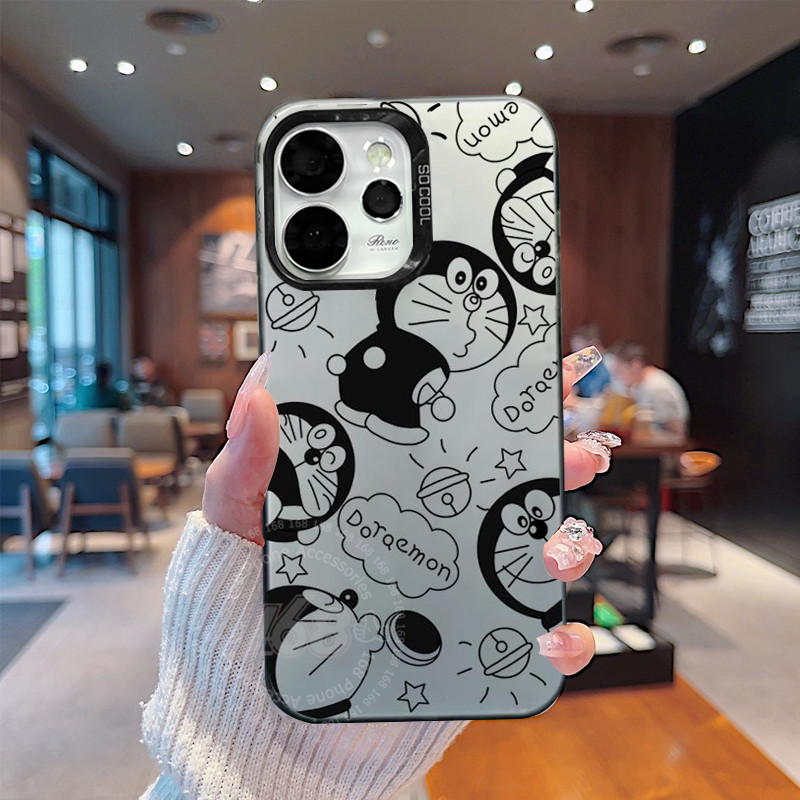 OPPO Reno 15 Pro 5G กรณี OPPO Reno 15 Pro Max 5G กรณีน่ารักการ์ตูนโดราเอมอนกันกระแทกเคสโทรศัพท์ขอบซิลิโคนอ่อนนุ่ม Frosted Matte Hard เคสโทรศัพท์สําหรับสาวเด็กนักเรียน