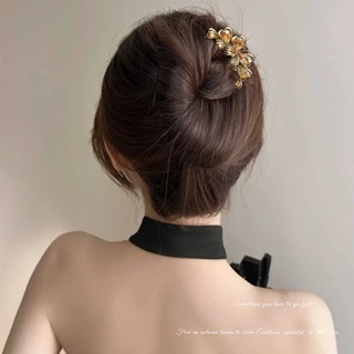 ผู้หญิง 4 ฟัน U-รูป Hairpin Rhinestone Pearl Hair เข็มกลัดแฟชั่นเกาหลีอุปกรณ์เสริมผม