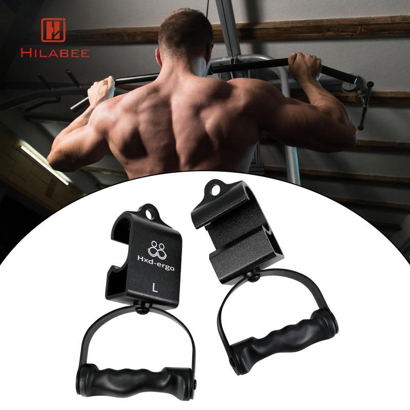 HILABEE Universal Pull Up Handles 360 องศาหมุน Grip Heavy Duty เหล็ก Gym Handlebar สําหรับ Lat Pulldown และความต้านทาน Band ออกกําลังกาย